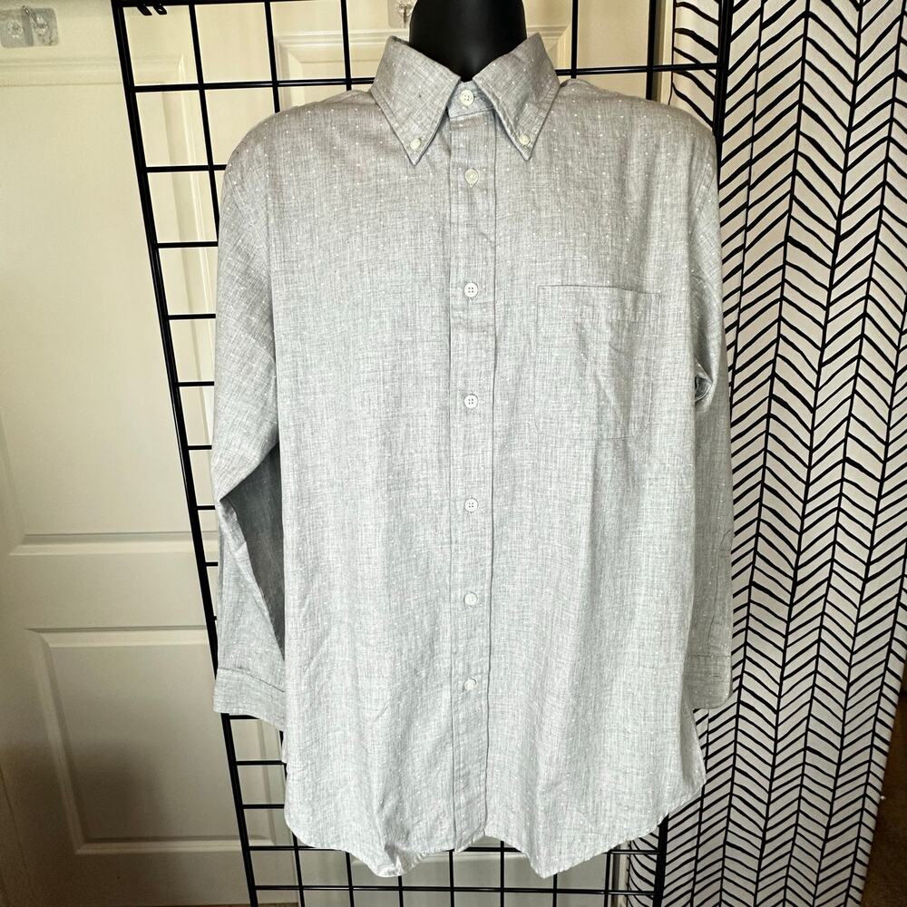 Brooks Brothers Regent Mens Large Grey Striped Long Sleeve Button Down Shirt L